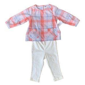 OLD NAVY Girl's Plaid Outfit Set 6-12 months New Top & Leggings Set NWT Girls
